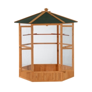 PawHut Large Wooden Aviary Flight Bird Cage With Covered Roof Outdoor Wood Aviary