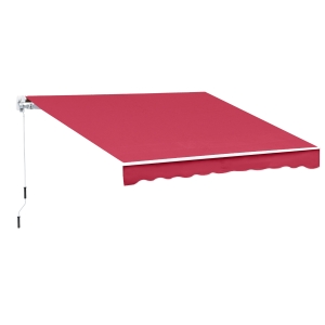 Outsunny 13' X 8' Manual Retractable Sun Shade Patio Awning - Wine Red
