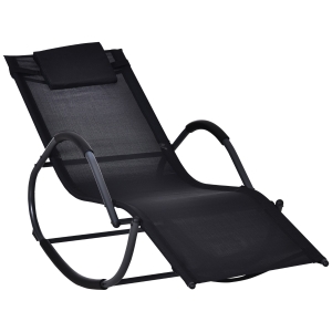 Outsunny Zero-Gravity Ergonomically Design Lounger Rocker for Indoor or Outdoor Use, UV/Water Fighting Material - Black