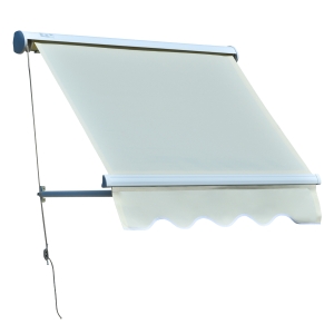 Outsunny 4' Patio Drop Arm Manual Retractable Sun Shade Window Awning - Cream