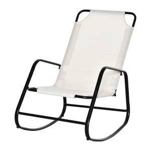 Outsunny Garden Rocking Chair, Outdoor / Indoor Sling Rocker for Patio, Balcony, Porch, Cream