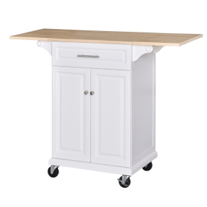 HOMCOM Kitchen Island Cart on Wheels with Extended Counter Drawer Cabinet Towel Racks Versatile Use