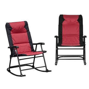 Outsunny 2 Piece Outdoor Rocking Chair Set for Patio, Camping and Sporting Events, Red
