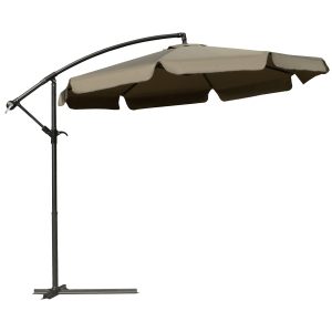 Outsunny 9FT Offset Hanging Patio Umbrella Cantilever Umbrella with Easy Tilt Adjustment, Cross Base and 8 Ribs for Backyard, Poolside, Lawn and Garden, Coffee