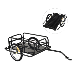 Aosom Wanderer Folding Bicycle Storage Cart, Cargo and Luggage Trailer with Hitch