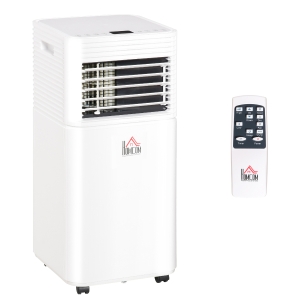 HOMCOM 7000BTU Mobile Portable Air Conditioner for Cooling, Dehumidifier, and Ventilating with Remote Control, for Home Office, White