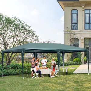 Outsunny 19'x9'' Gazebo Party Tent Outdoor Event Canopy Garden Sun Shade with Removable Mosquito Mesh Netting