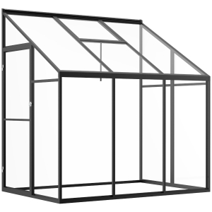 Outsunny 6' x 4' x 6.5' Aluminum Greenhouse Polystyrene Walk-in Garden Greenhouse with Adjustable Roof Vent and Lockable Door, Clear