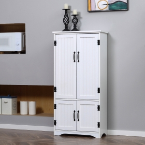 HOMCOM Accent Floor Storage Cabinet Kitchen Pantry with Adjustable Shelves and Doors, White