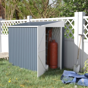 Outsunny 4' x 6' Steel Garden Storage Shed Lean to Shed Outdoor Metal Tool House with Lockable Door and 2 Air Vents for Backyard, Patio, Lawn