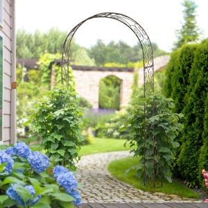 Outsunny 7.5ft Garden Metal Arch Outdoor Walkway Arbor for Decorative Climbing Vine Plants Party Wedding Ceremony Decoration Accessories Black