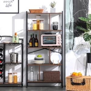 HOMCOM Industrial Bookshelf, Bookcase with 4-Tier Storage Rack furniture for Living Room Office