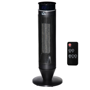 HOMCOM 2-In-1 Tower Heater, Indoor Electric Space Heater with Oscillation, Remote Control, 8H Timer, Three Heating Modes(High, Low, Fan), 750W/1500W