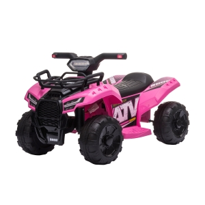 Aosom Kids 6V Battery Powered Ride On Car Quad Four Wheeler ATV Toy w/ LED Headlights, Pink