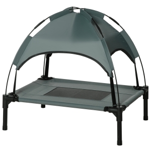 PawHut 24" x 19" Elevated Portable Dog Cot Cooling Pet Bed with UV Protection Canopy Shade