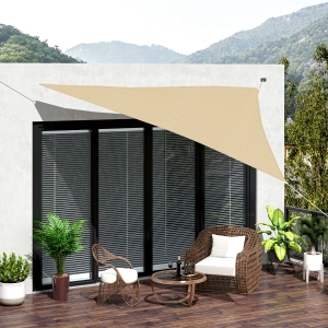 Outsunny Triangle 12’ Canopy Sun Sail Shade Garden Cover UV Protector Outdoor Patio Lawn Shelter with Carrying Bag (Sand)