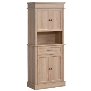 HOMCOM Traditional Freestanding Buffet with Hutch, Kitchen Pantry Cabinet Cupboard with Doors and Drawer, Adjustable Shelving, Oak