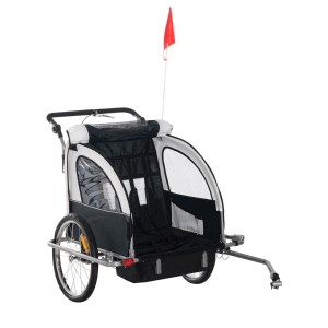 Aosom Elite 360 Swivel Child Bike Trailer- Black / White