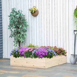 Outsunny 46'' x 46'' Raised Garden Bed Elevated Wooden Planter Box for Backyard, Patio to Grow Vegetables, Herbs, and Flowers