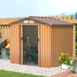 Outsunny 7'x4' Garden Storage Shed Outdoor Patio Yard Metal Tool Storage House