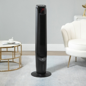 HOMCOM Ice Cooling Tower Fan, Water Conditioner Evaporative Air Cooler Unit with 4 Modes, 3 Speed, Remote Control, Timer, Oscillating for Home Bedroom, Black