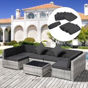Outsunny Patio Rattan Sofa Set Polyester Cushion Cover Replacement No Cushion Included