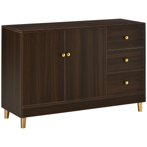 HOMCOM Modern Sideboard, Storage Cabinet, Accent Cupboard with 3 Drawers, Adjustable Shelf, Brown