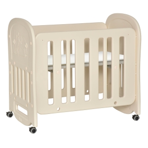 Qaba Multifunctional Baby Crib Bassinet Cradle with Adjustable Height, 4 Detachable Lockable Wheels, Mattress, White