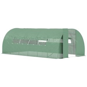 Outsunny 19'x9.6'x6.5' Large Walk-in Tunnel Greenhouse Garden Planting Hot House, Green