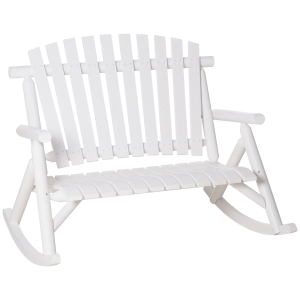 Outsunny Wooden Rocking Chair, Indoor Outdoor Porch Rocker for Backyard Garden, White