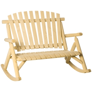 Outsunny Wooden Rocking Chair, Indoor Outdoor Porch Rocker for Backyard Garden, Natural