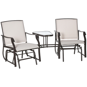Outsunny Outdoor Double Patio Rocker Glider Chairs w/Table, Backyard, Garden, Porch Deck