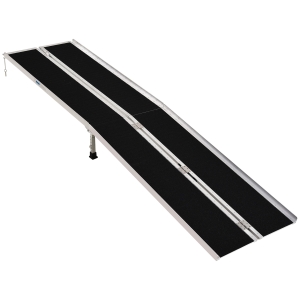 HOMCOM Aluminum Portable Skidproof PVC Carpeted Folding Wheelchair Ramp, 10'