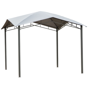 Outsunny 10' x 10' Soft Top Patio Gazebo Outdoor Canopy with Unique Geometric Design, Steel Frame, & Weather Roof Grey
