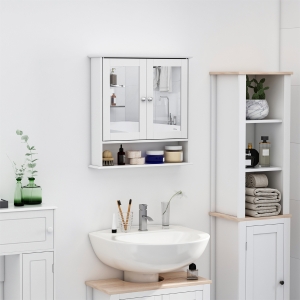 kleankin Wall-mounted Medicine Cabinets Bathroom Living Room Organizer with Mirror -White