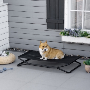 PawHut 47.5" Cooling Elevated Dog Bed, Foldable Raised Pet Cot, with Breathable Mesh, Indoor Outdoor Use, for Medium Dog, Black