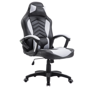HOMCOM Office Ergomomic Heated Vibrating Massage Chair PU Leather Swivel Computer Seat