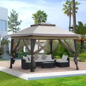 Outsunny 12' x 12' Foldable Pop-up Party Tent Instant Canopy Sun Shade Gazebo Shelter Steel Frame Oxford w/ Roller Bag