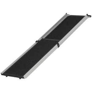 PawHut Portable Folding Pet Ramp, Dog Ramp for Cars with One Carry Handle, Non-Slip Ramp for Dogs to Get into a Car, Secure Aluminum Side Rails, Black