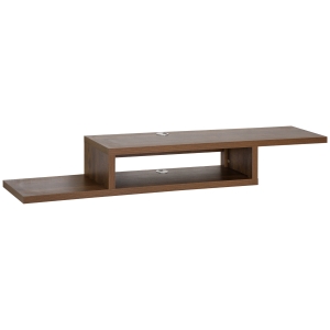 HOMCOM Wall Mounted Media Console, Floating Stand Component Shelf, Entertainment Center Unit, Walnut