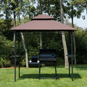 Outsunny 8'x5' BBQ Gazebo Tent Pavilion Grill Canopy Shade Coffee