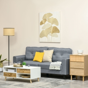 HOMCOM Hand-Painted Canvas Wall Art for Living Room Bedroom, Painting Gold Ginkgo Leaves, 39.25" x 31.5"