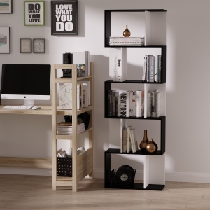 HOMCOM Modern S Shaped Bookcase Living Room