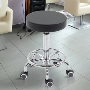 Vinsetto Adjustable Swivel Salon Stool Hydraulic PU Barber Rolling Massage Tattoo Chair Bar Beauty SPA Seat Black