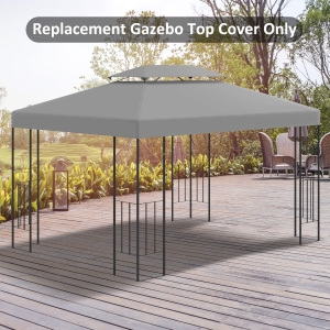 Outsunny 13' x 10' Gazebo Replacement Canopy 2 Tier Top UV Cover Pavilion Garden Patio Outdoor, Light Grey (TOP ONLY)