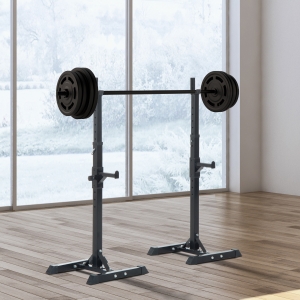 Soozier Adjustable Stable Squat Stand Portable 2 Bars Holder (Black/Grey)