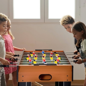 Soozier 48" Foosball Game Table Wood Soccer Arcade Game Room Bars w/ 2 Balls