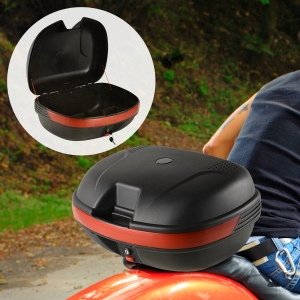 HOMCOM 44L Detachable Scooter Motorcycle Top Case Luggage Trunk, Black, 22” x 16” x 12”