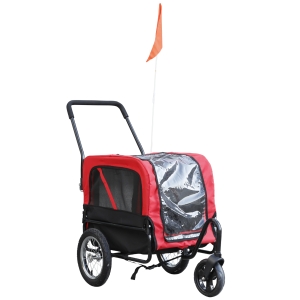 Aosom Elite-Jr Dog Pet Bike Trailer / Stroller with Swivel Wheel - Red / Black