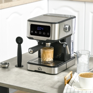 HOMCOM Espresso Machine with Milk Frother Wand, 15-Bar Pump Coffee Maker with 1.5L Removable Water Tank for Espresso, Latte and Cappuccino